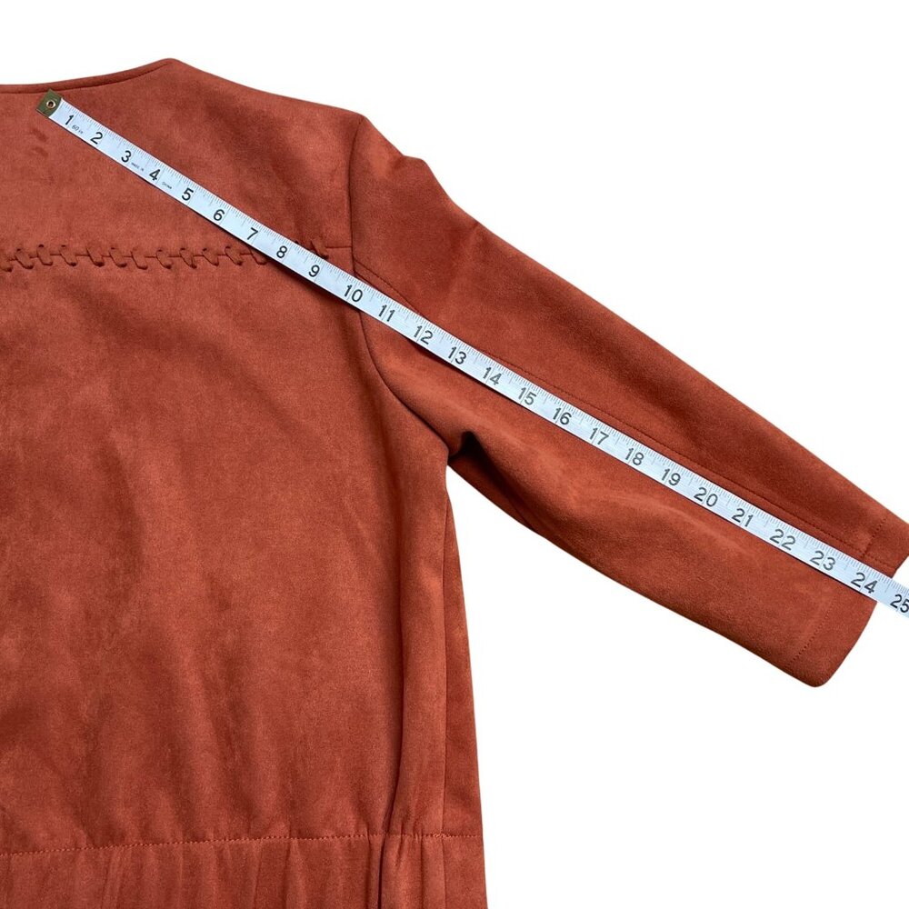 MARC NEW YORK JACKET FAUX SUEDE LEATHER 3/4 SLEEVE SIZE L STRETCH CLASSIC ORANGE - Picture 11 of 11